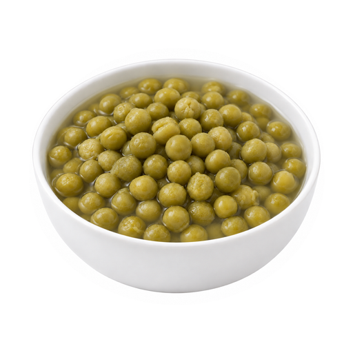 Illustration of Peas, green, canned, no salt added, solids and liquids