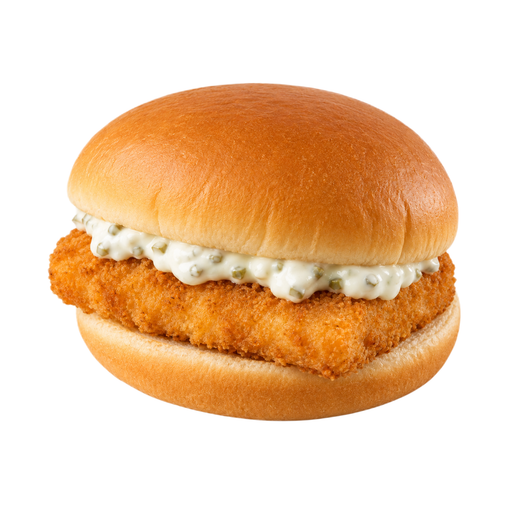 Ilustración de Comida rápida, sándwich de pescado con salsa tártara