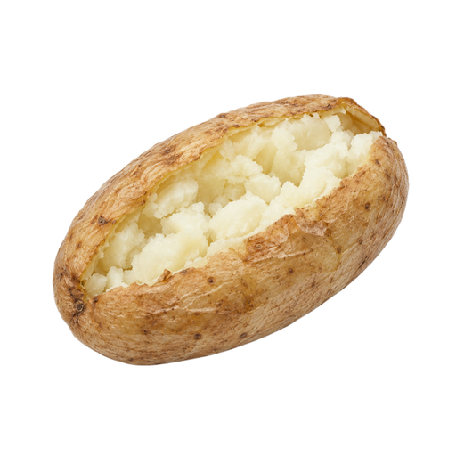 Illustration of Potatoes, white, flesh and skin, baked