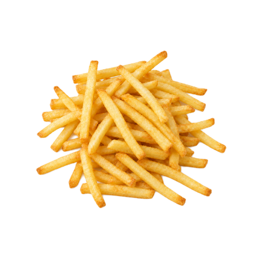 Illustration of Potatoes, french fried, shoestring, salt added in processing, frozen, oven-heated