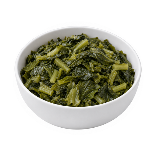Illustration of Mustard greens, frozen, cooked, boiled, drained, with salt