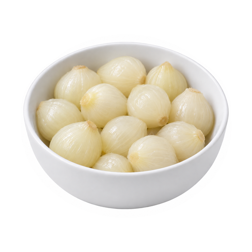 Illustration of Onions, frozen, whole, cooked, boiled, drained, with salt