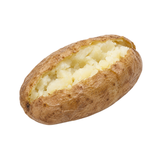 Illustration of Potatoes, microwaved, cooked, in skin, flesh and skin, with salt