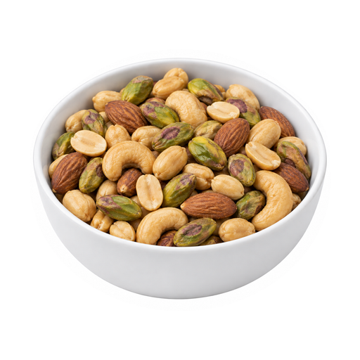 Illustration of Nuts, mixed nuts, dry roasted, with peanuts, salt added, PLANTERS pistachio blend