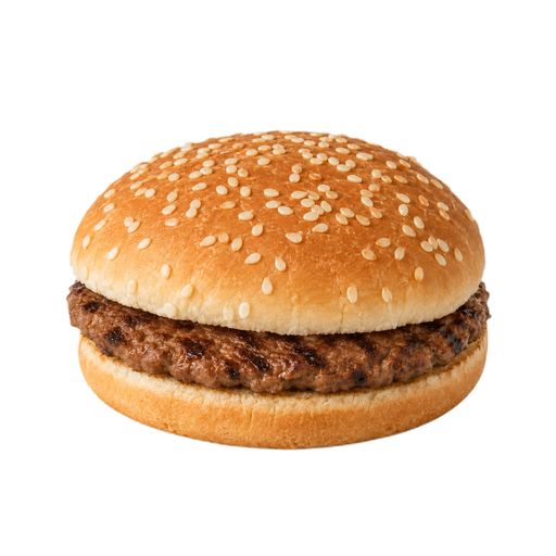 Ilustração de Fast-food, hambúrguer simples de tamanho padrão, sem acompanhamentos