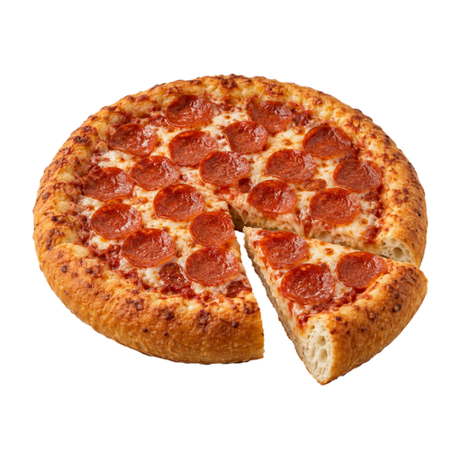 Ilustración de Pizza DIGIORNO, cobertura de pepperoni, masa que sube en el horno, congelada, horneada