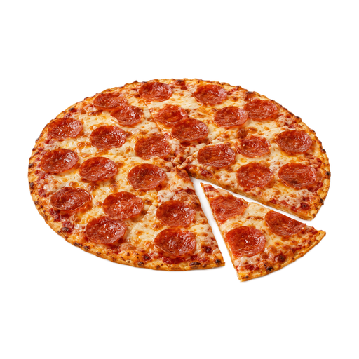 Ilustración de Pizza DIGIORNO, cobertura de pepperoni, masa fina crujiente, congelada, horneada