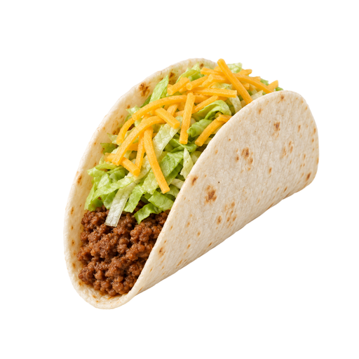 Ilustração de Fast-food, taco de tortilha macia com carne bovina, queijo e alface