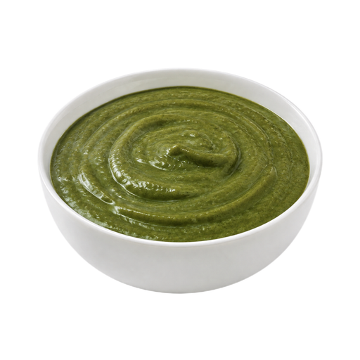 Ilustração de Alimento infantil, vegetais, espinafre ao creme, peneirado