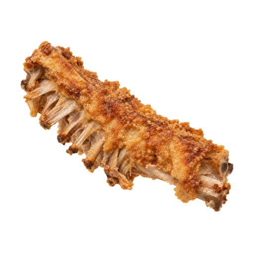 Ilustração de Frango de corte, dorso, carne e pele, cozido, frito, empanado com farinha