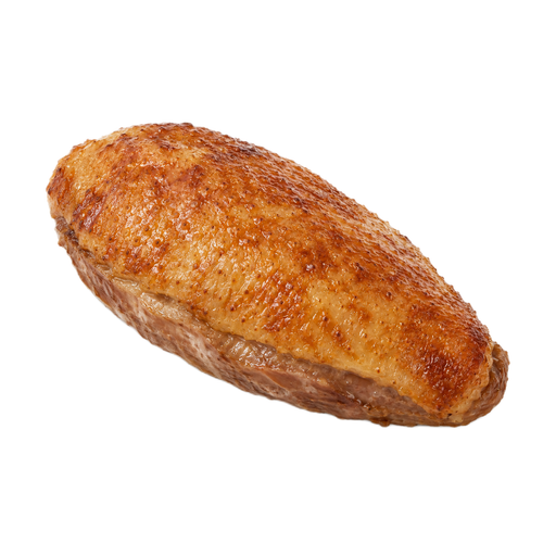 Ilustración de Pato joven doméstico de raza Pekín Blanco, pechuga, carne y piel, sin hueso, asado al horno