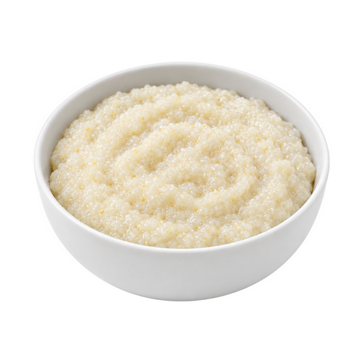 Ilustración de Cereal de maíz blanco granulado (grits), normal y rápido, enriquecido, cocido con agua, sin sal