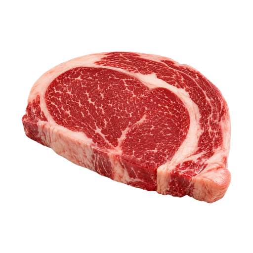 Ilustração de Carne bovina, australiana, importada, Wagyu, costela, extremidade menor, bife ou peça para assar, sem osso, carne magra e gordura separáveis, pontuação australiana de marmoreio 4/5, crua