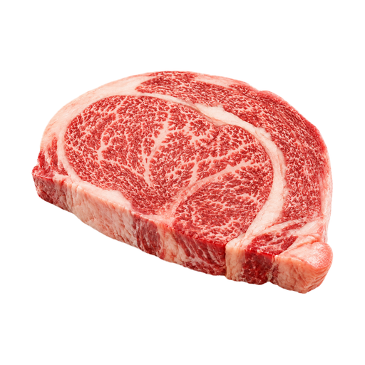 Ilustração de Carne bovina, australiana, importada, Wagyu, costela, extremidade menor, bife ou peça para assar, sem osso, carne magra e gordura separáveis, pontuação australiana de marmoreio 9, crua