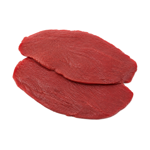 Ilustración de Carne de res, cuarto trasero, filete del corte top round, solo carne magra separable, recortada hasta 1/8 de pulgada de grasa externa, categoría Choice, cruda