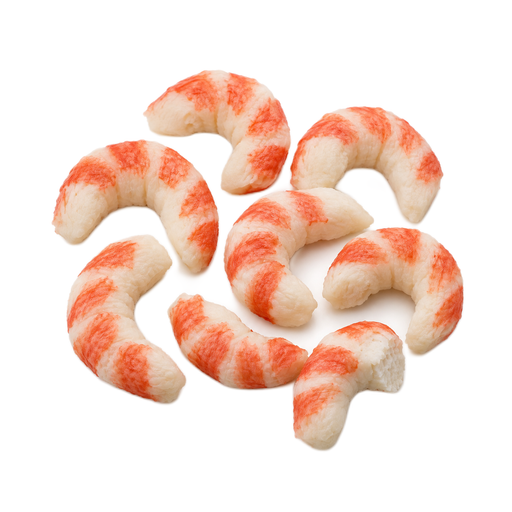 Ilustración de Crustáceos, imitación de gambas de especies mixtas, hecha de surimi