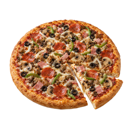 Ilustração de Pizza DOMINO'S EXTRAVAGANZZA FEAST de 14 polegadas, massa clássica aberta à mão