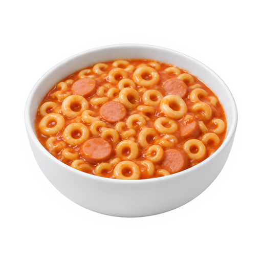 Illustration of Pasta with Sliced Franks in Tomato Sauce, canned entree