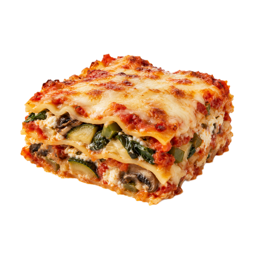 Illustration of Lasagna, Vegetable, frozen, baked