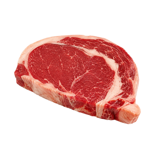 Ilustração de Carne bovina, miolo da costela (rib eye), bife ou peça para assar, sem osso, com aba lateral, carne magra e gordura separáveis, aparada até 1/8 de polegada de gordura externa, todas as classificações de qualidade, crua