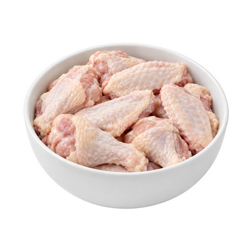 Ilustração de Frango de corte, asa, carne e pele, cru