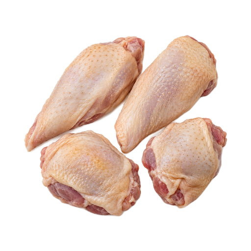 Illustration of Guinea hen, meat and skin, raw