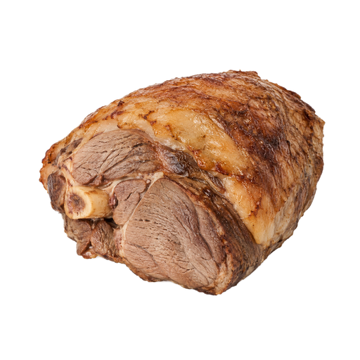 Illustration of Lamb, leg, sirloin half, separable lean and fat, trimmed to 1/8" fat, choice, cooked, roasted