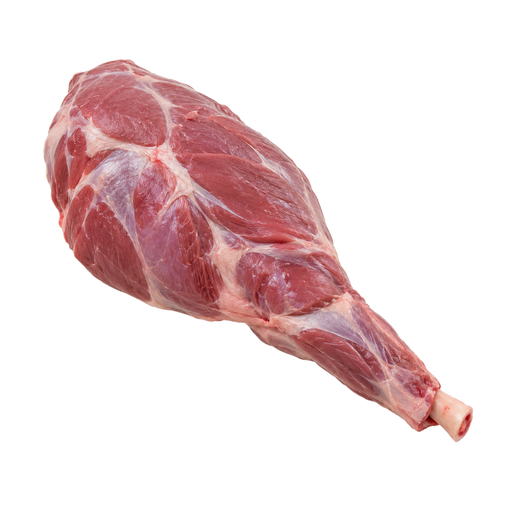 Illustration of Lamb, Australian, imported, fresh, leg, whole (shank and sirloin), separable lean only, trimmed to 1/8" fat, raw