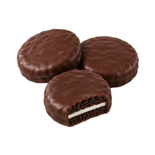 Ilustração de Biscoitos de chocolate recheados com creme, comuns, cobertos com chocolate