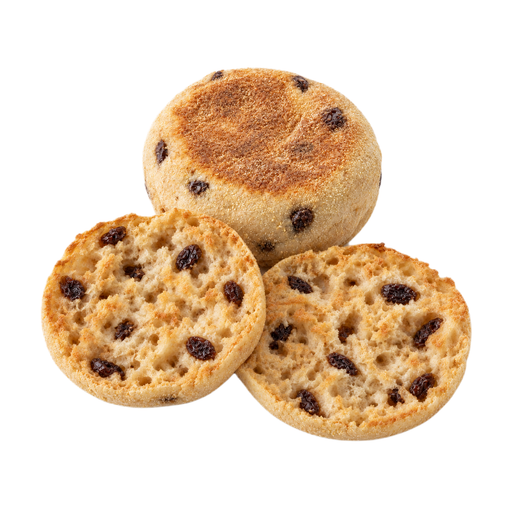 Illustration of Muffins, English, raisin-cinnamon, toasted (includes apple-cinnamon)