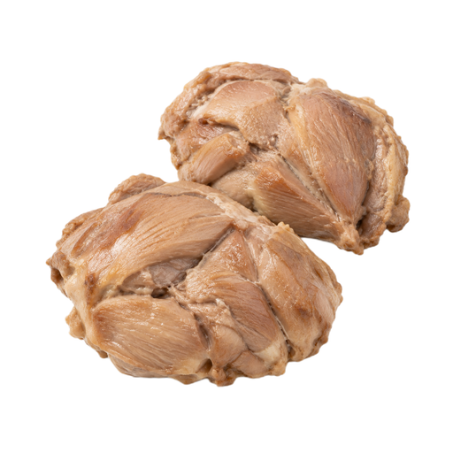 Ilustração de Frango de corte, carne escura, sobrecoxa, somente carne, cozido lentamente em líquido