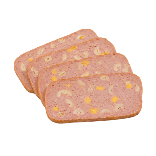 Illustration of Macaroni and cheese loaf, chicken, pork and beef