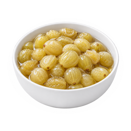 Illustration of Gooseberries, canned, light syrup pack, solids and liquids