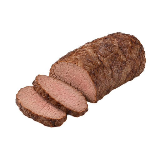 Ilustración de Carne de res, corte top loin, pieza pequeña para asar, sin hueso, solo carne magra separable, recortada hasta 1/8 de pulgada de grasa externa, categoría Choice, asada al horno