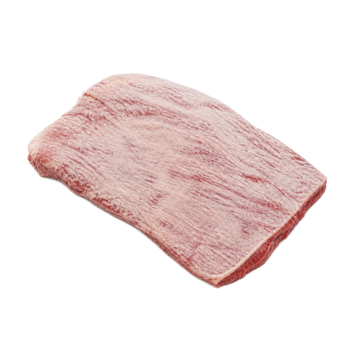 Ilustración de Carne de res, pecho (brisket), mitad plana, carne magra y grasa separables, recortada hasta 1/8 de pulgada de grasa externa, categoría Select, cruda
