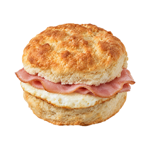 Ilustração de Fast-food, pãozinho tipo biscuit com ovo e presunto