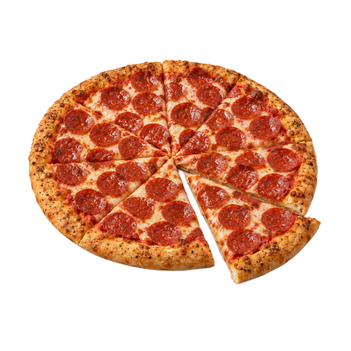 Ilustração de Fast-food, rede de pizzarias, pizza de 14 polegadas, cobertura de pepperoni, massa comum
