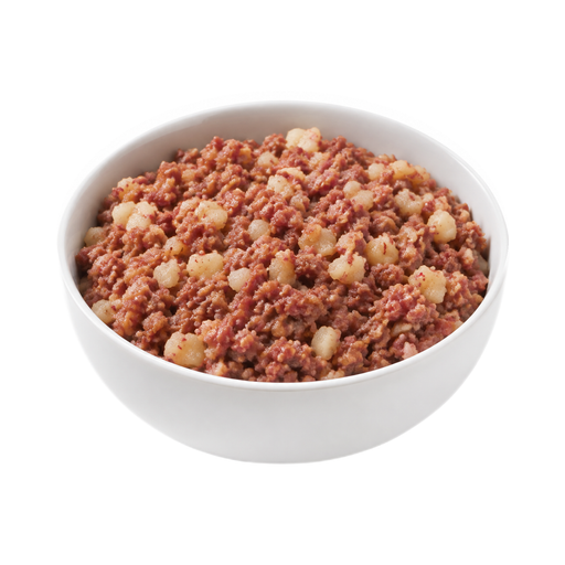 Ilustración de Carne de res curada desmenuzada con patata (corned beef hash), enlatada