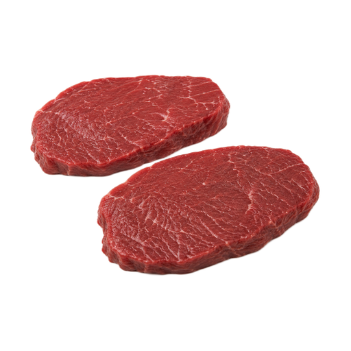 Ilustración de Carne de res, cuarto trasero (round), articulación (knuckle), filete central de la punta (tip center), carne magra y grasa separables, recortada hasta 0 pulgadas de grasa externa, categoría Select, cruda