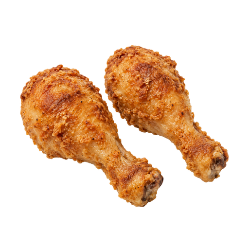 Ilustração de Frango de corte, coxa, carne e pele, cozido, frito, empanado com farinha