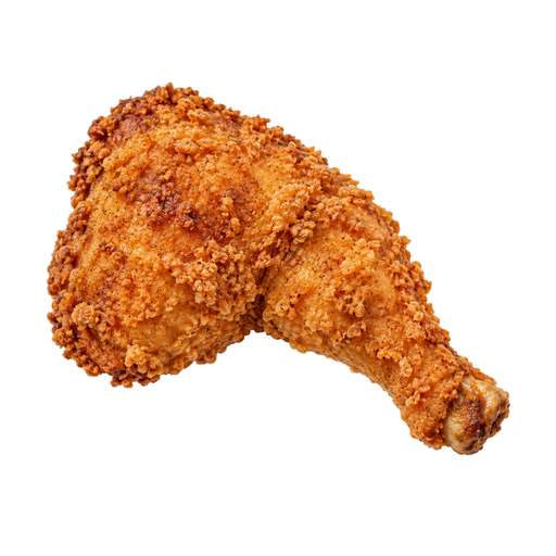 Ilustración de Pollo de engorde, pierna, carne y piel, cocinado, frito, rebozado con masa líquida