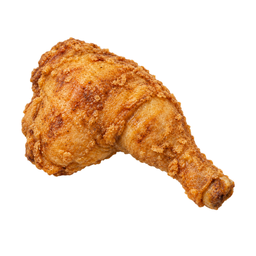 Ilustración de Pollo de engorde, pierna, carne y piel, cocinado, frito, enharinado