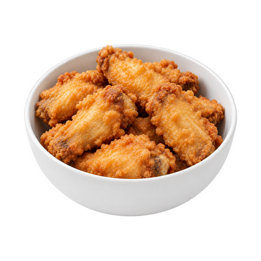 Ilustración de Pollo de engorde, ala, carne y piel, cocinado, frito, rebozado con masa líquida
