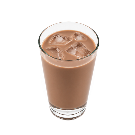 Ilustración de Mezcla para bebida láctea de chocolate, reducida en calorías, con aspartamo, en polvo, preparada con agua y hielo
