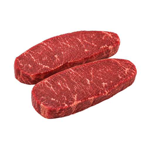 Ilustração de Carne bovina, australiana, importada, Wagyu, lombo, corte top loin, bife ou peça para assar, sem osso, somente carne magra separável, pontuação australiana de marmoreio 4/5, crua