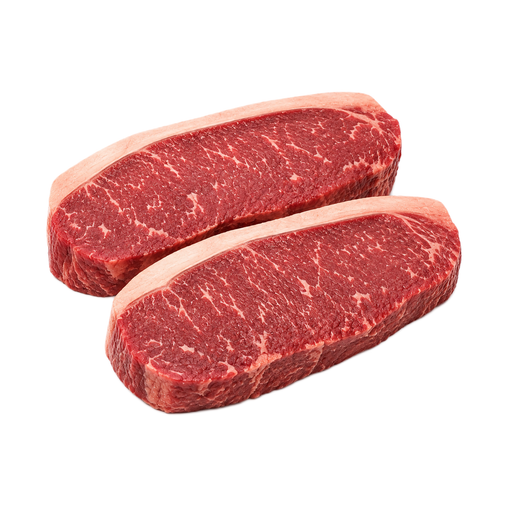Ilustração de Carne bovina, australiana, importada, Wagyu, lombo, corte top loin, bife ou peça para assar, sem osso, carne magra e gordura separáveis, pontuação australiana de marmoreio 4/5, crua