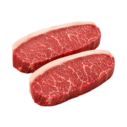 Ilustración de Carne de res, australiana, importada, Wagyu, lomo, corte top loin, filete o pieza para asar, carne magra y grasa separables, puntuación australiana de marmoleo 9, cruda