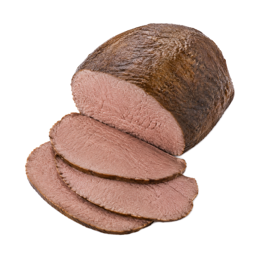 Ilustración de Carne de res, cuarto trasero, corte top round, pieza para asar, sin hueso, solo carne magra separable, recortada hasta 0 pulgadas de grasa externa, todas las categorías de calidad, asada al horno