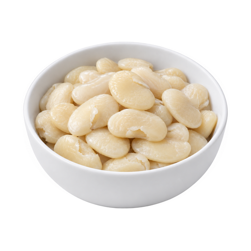 Illustration of Lima beans, large, mature seeds, cooked, boiled, without salt