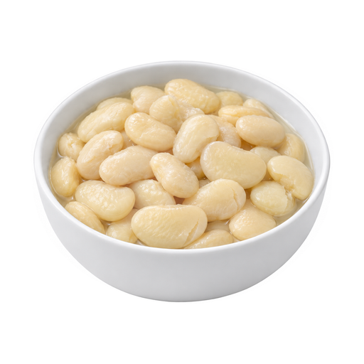 Illustration of Lima beans, large, mature seeds, canned